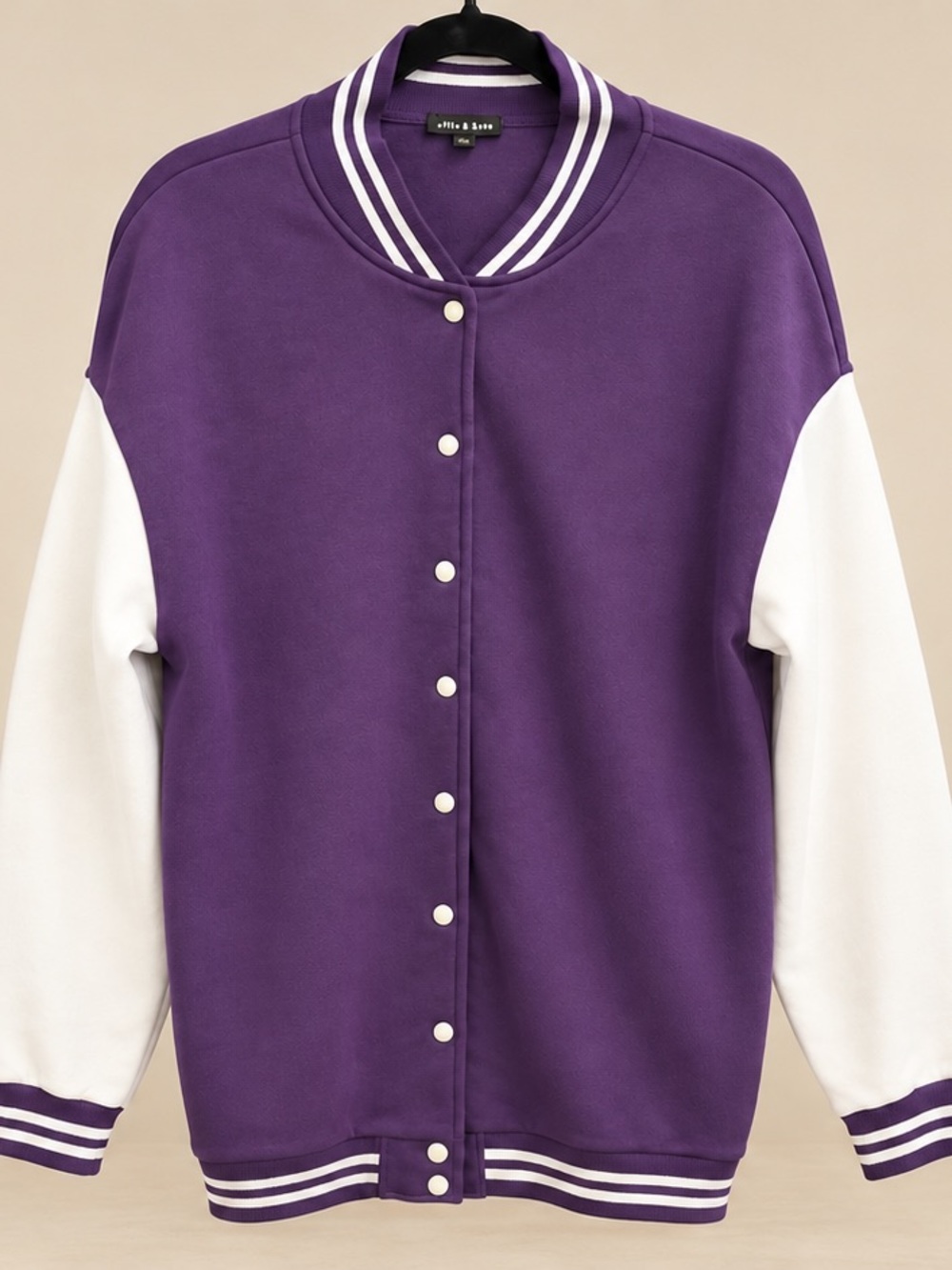 Ellie & Kate Purple White Varsity Jacket Size L